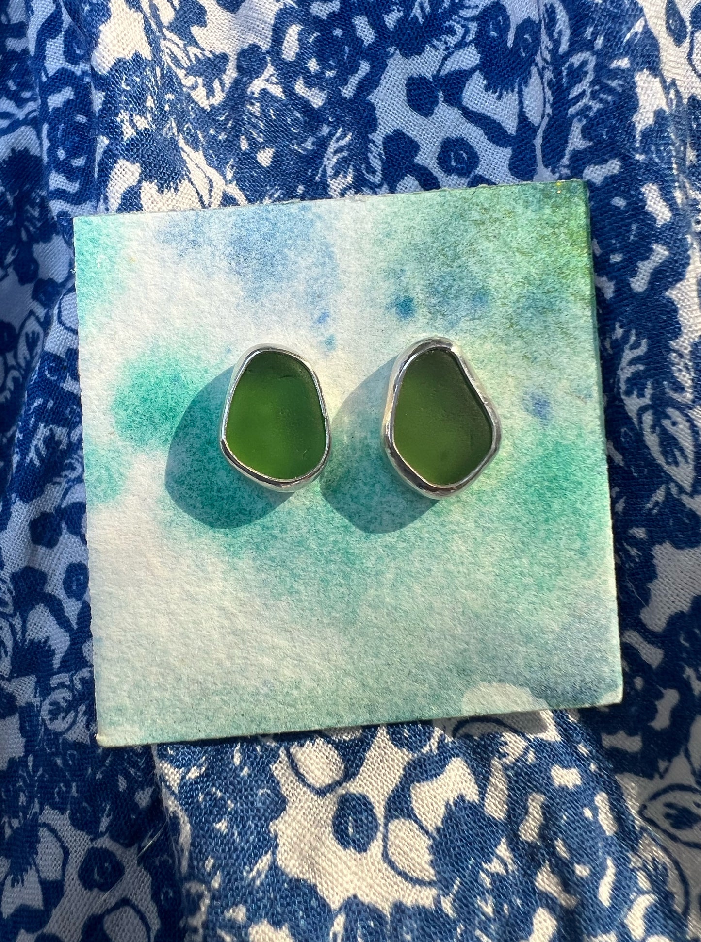 Beachcomber Earrings with Green Seaglass