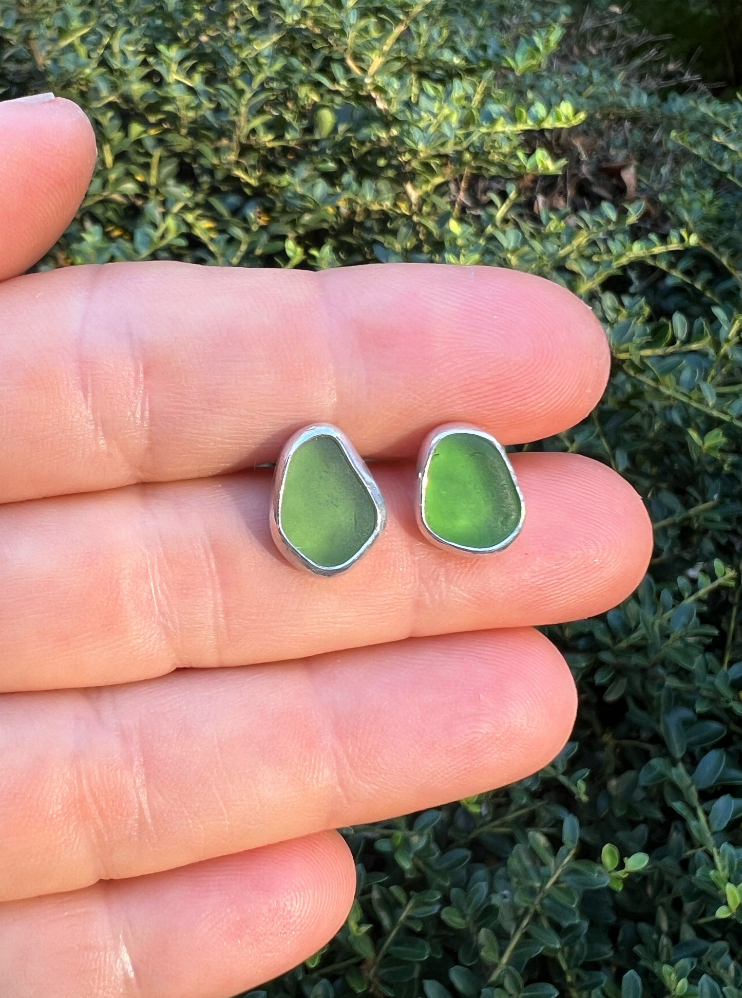 Beachcomber Earrings with Green Seaglass