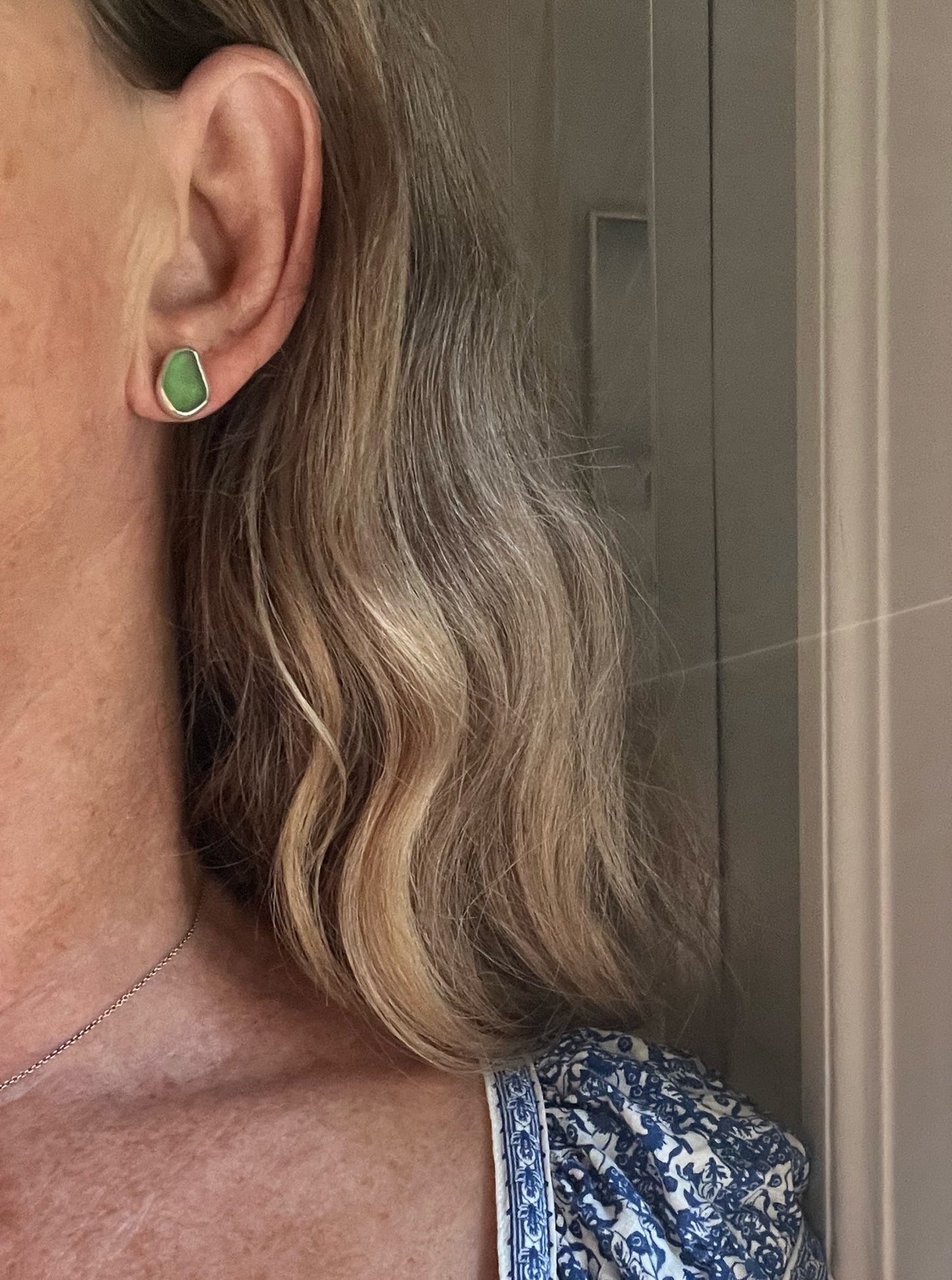 Beachcomber Earrings with Green Seaglass