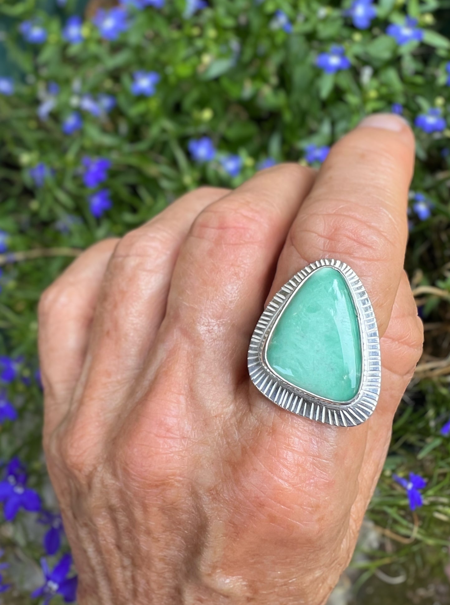 Vessel Ring with Broken Arrow Variscite • Size 8.5