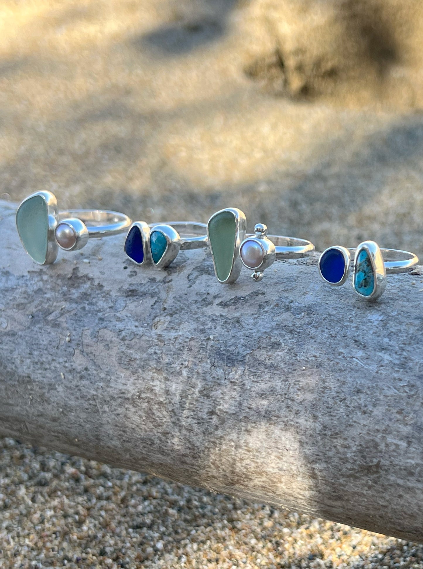 Dyad Ring Pearl + Seaglass No. 2 • Size 6.5-7