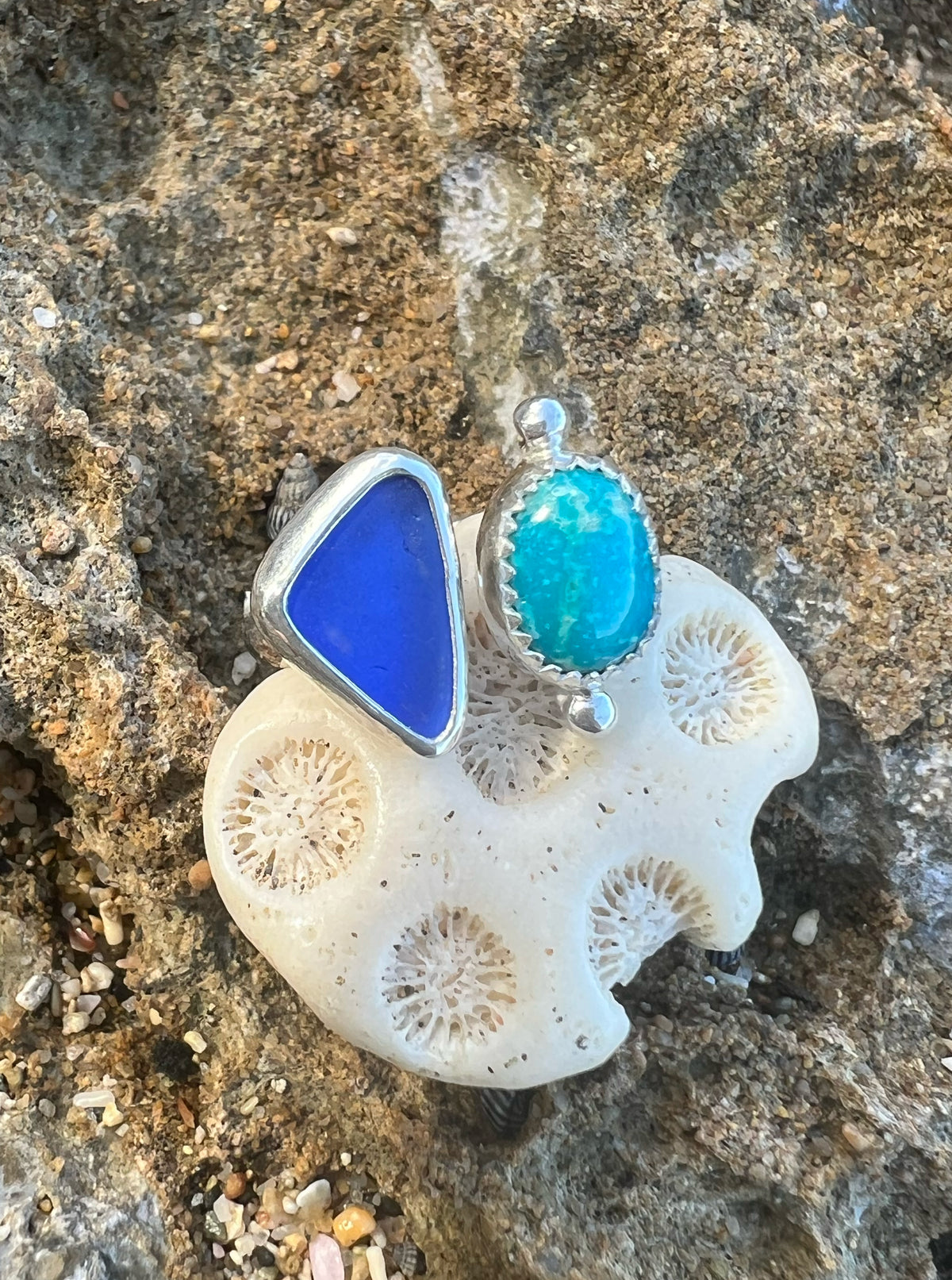 Dyad Ring Turquoise + Seaglass No. 2 • Size 5.5-6