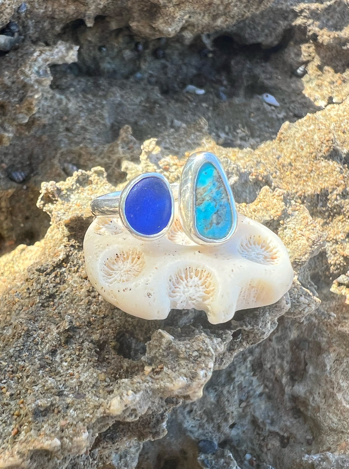 Dyad Ring Turquoise + Seaglass No. 3 • Size 6.5-7