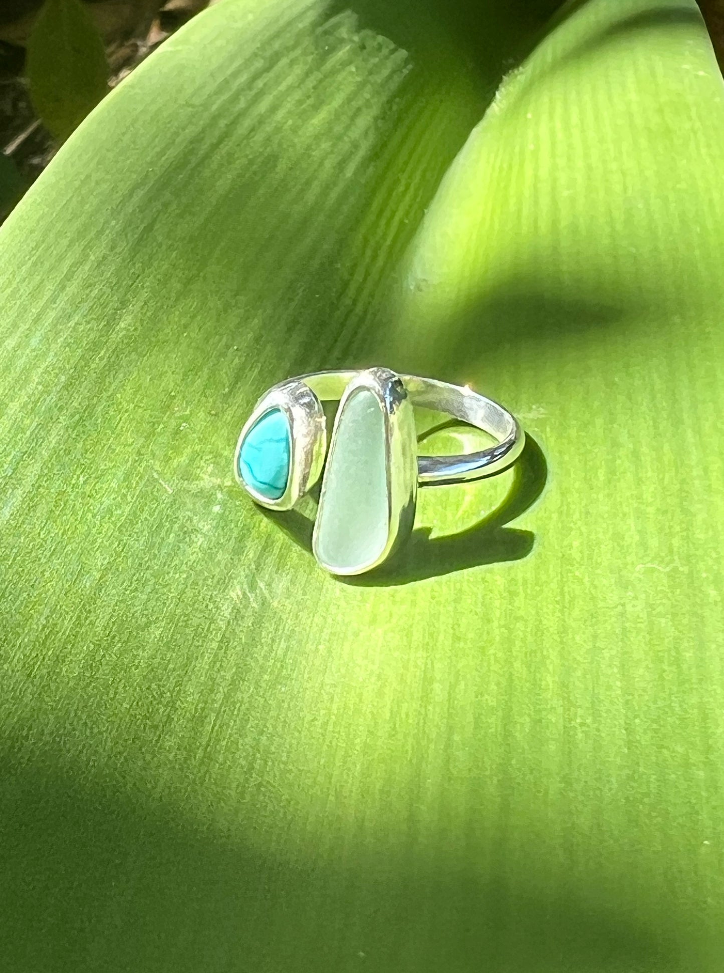 Dyad Ring Turquoise + Seaglass No. 4 • Size 7-7.5