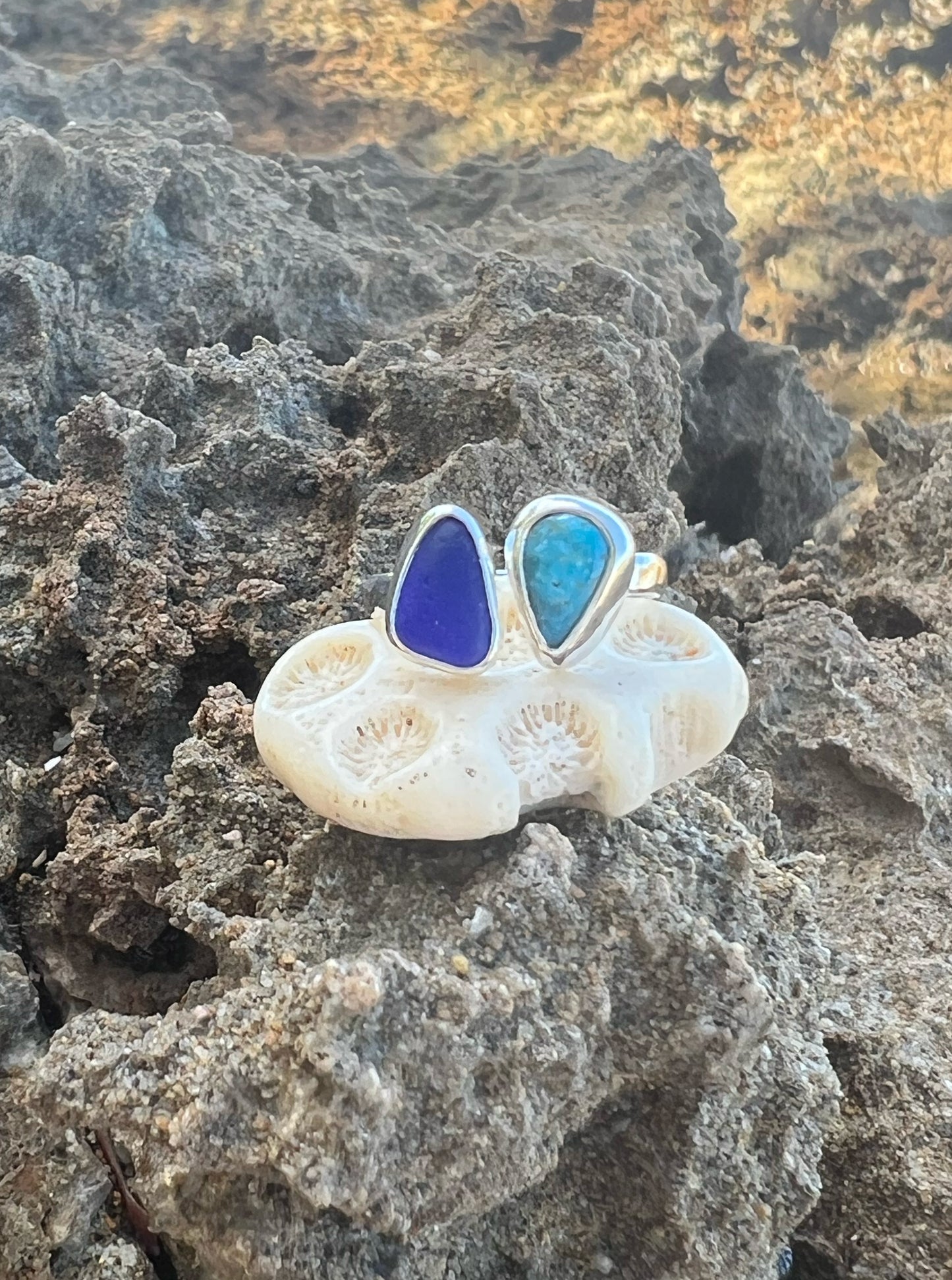 Dyad Ring Turquoise + Seaglass No. 5 • Size 5-5.5