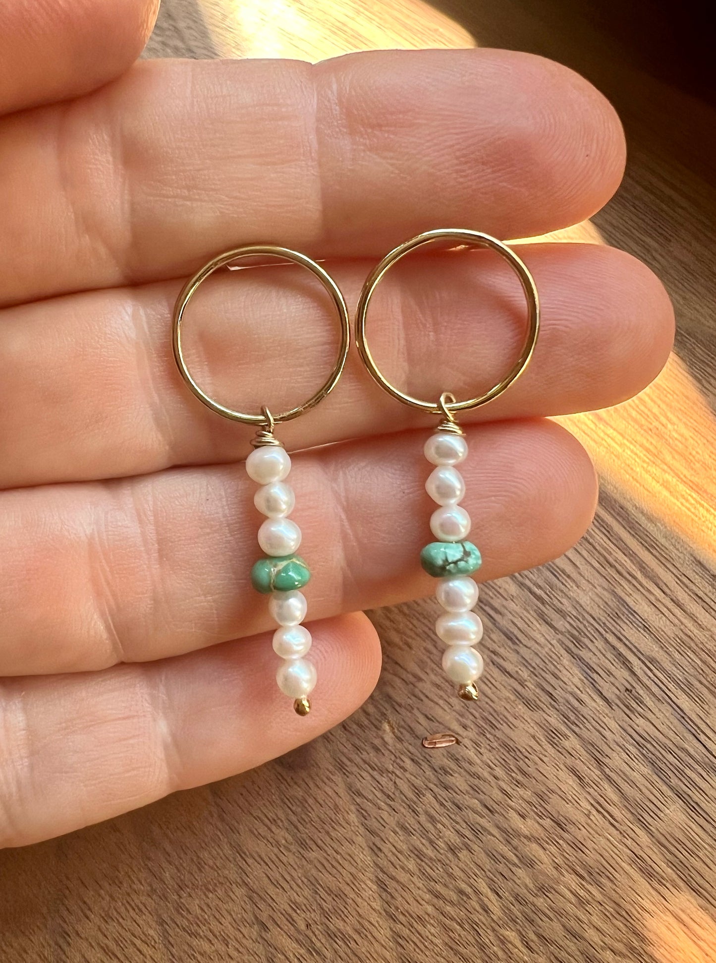 Gold Circlets with Pearls + Turquoise No. 1