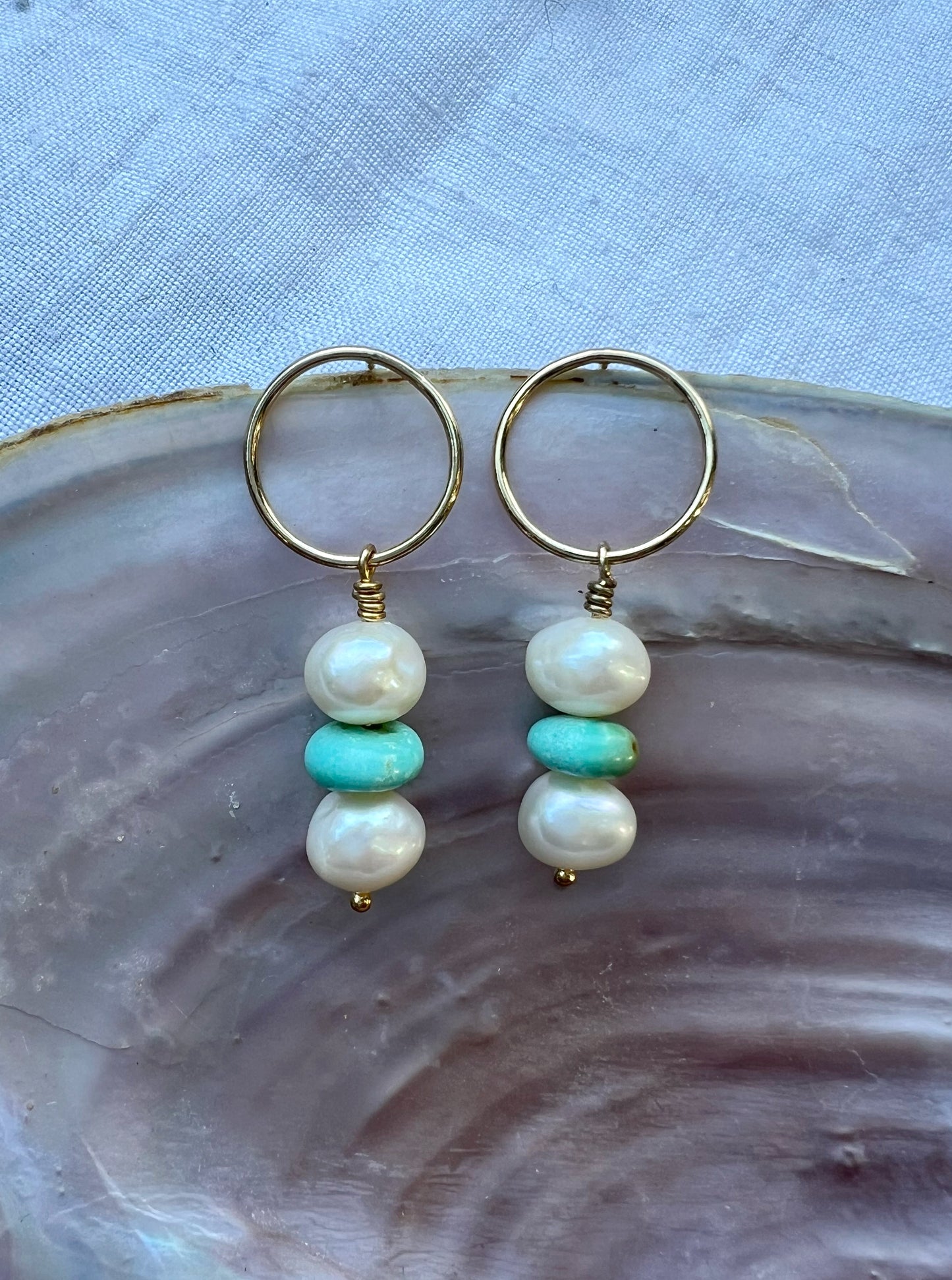 Gold Circlets with Pearls + Turquoise No. 2