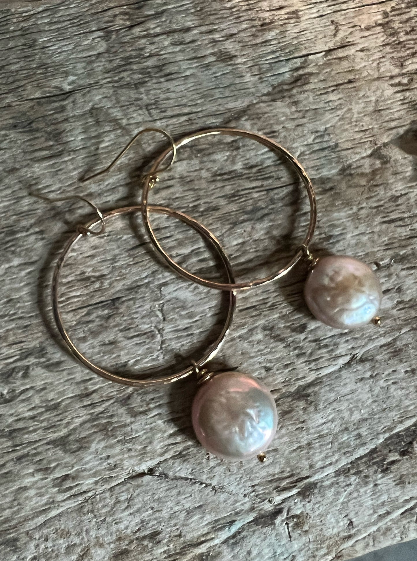 Gold Hoops with Pearls No. 2