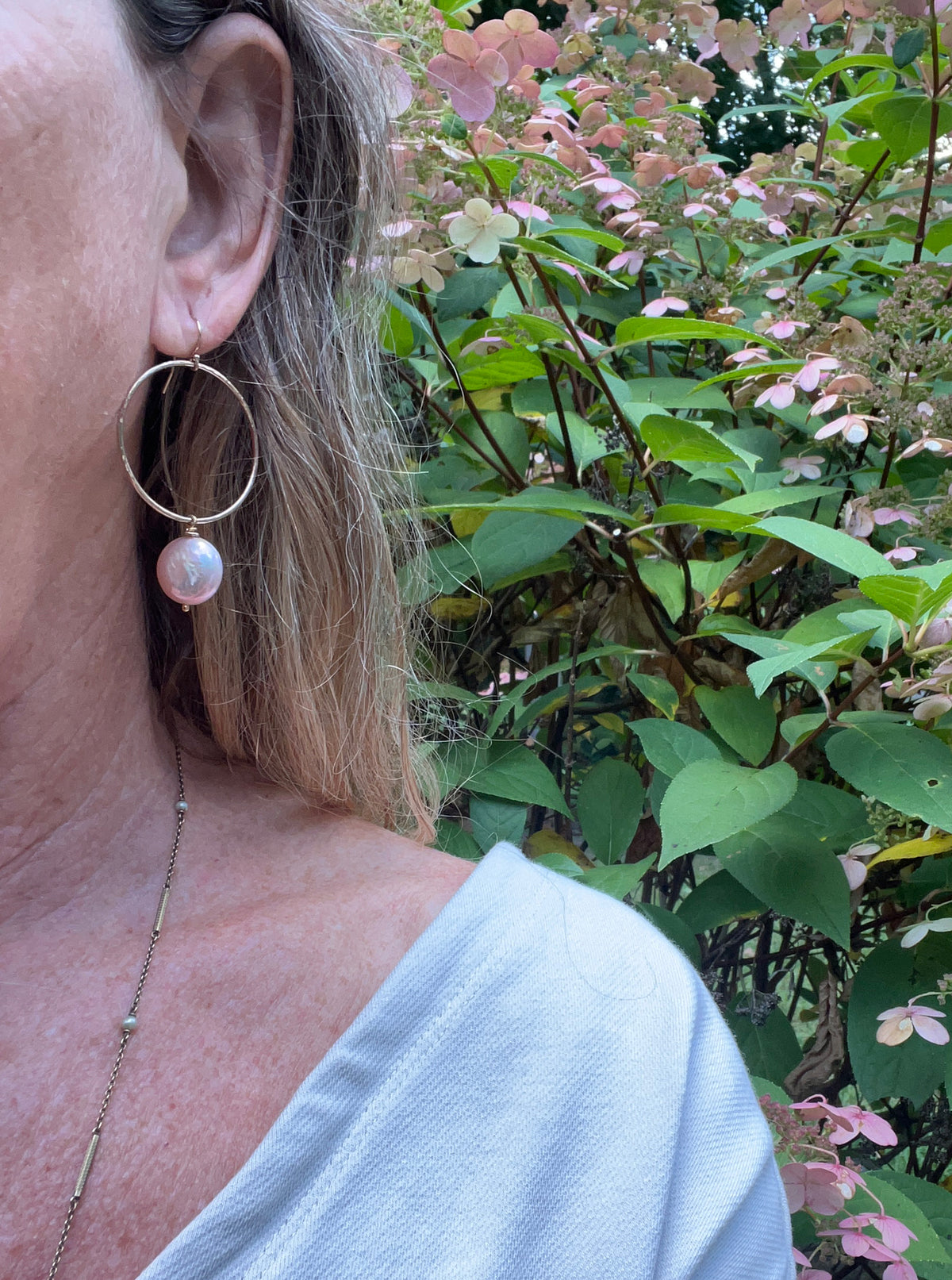 Gold Hoops with Pearls No. 2