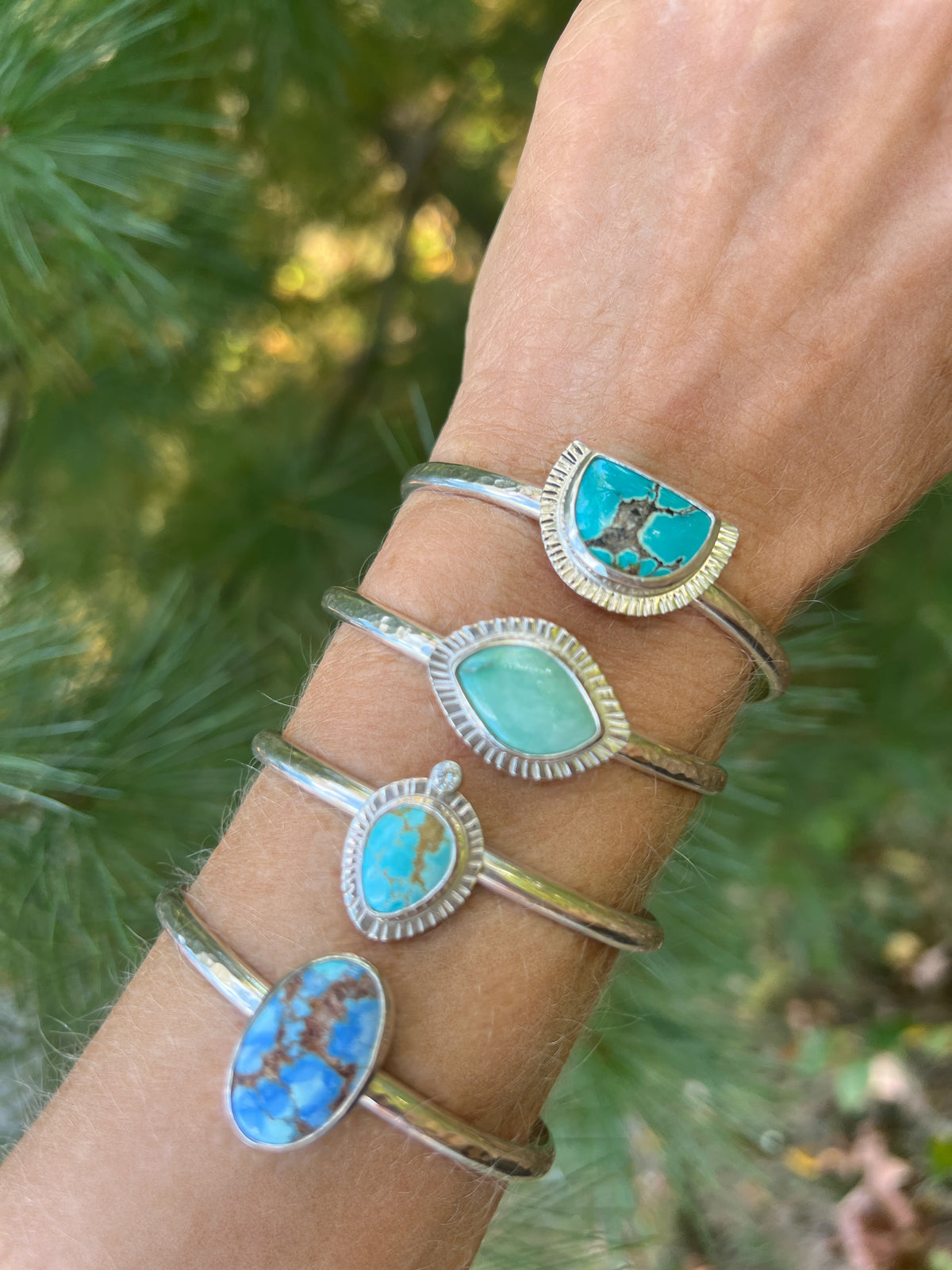Turquoise + Moissanite Cuff