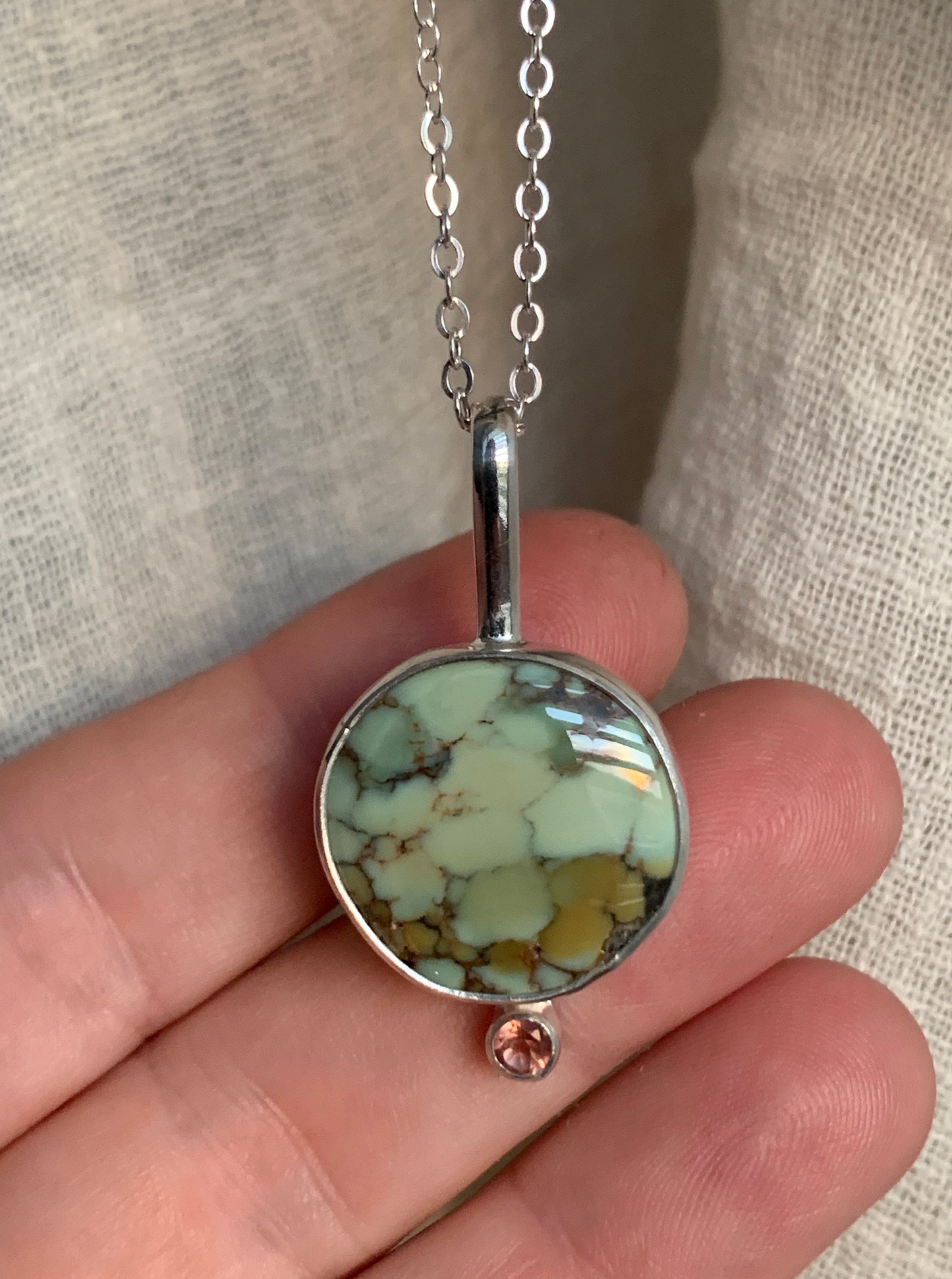 Oasis Necklace with American Variscite + Oregon Sunstone