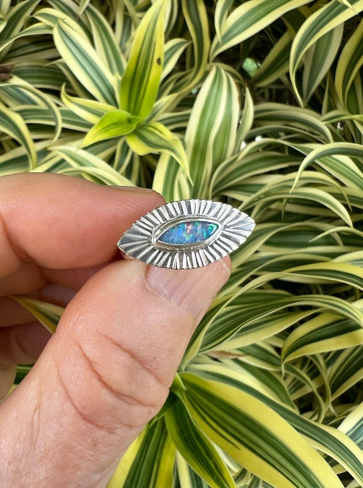 Oracle Ring with Australian Opal • Size 7.5