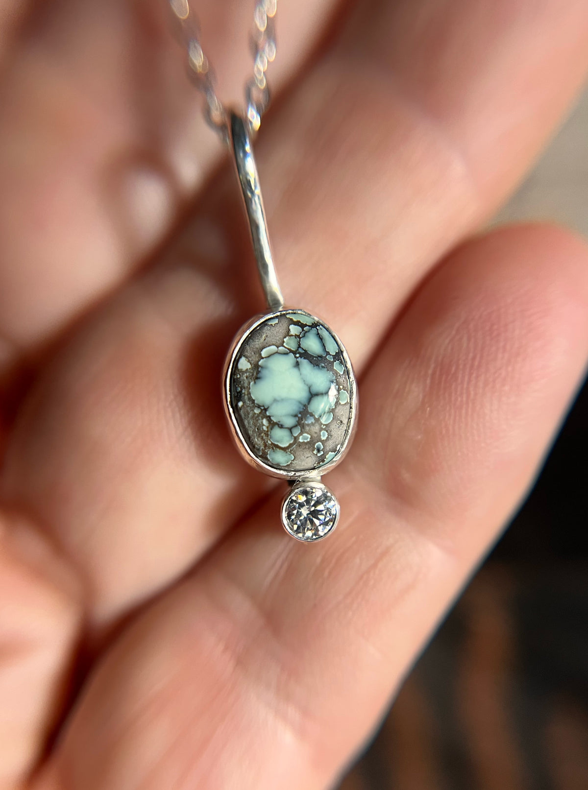 Poseidon Variscite + Moissanite Pendant