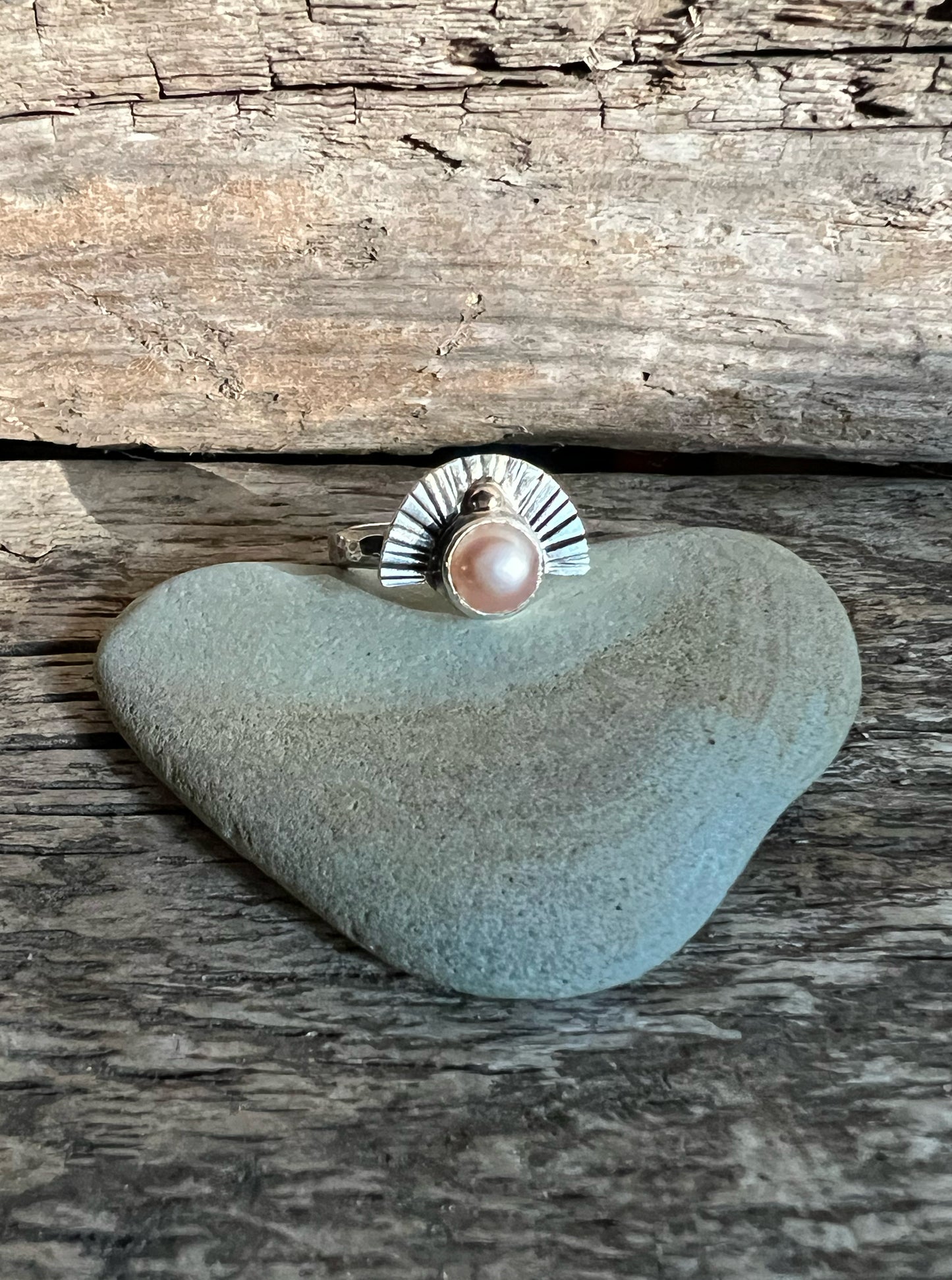 Radiance Ring with Natural Pearl + 14k Gold Detail No.1 • Size 6
