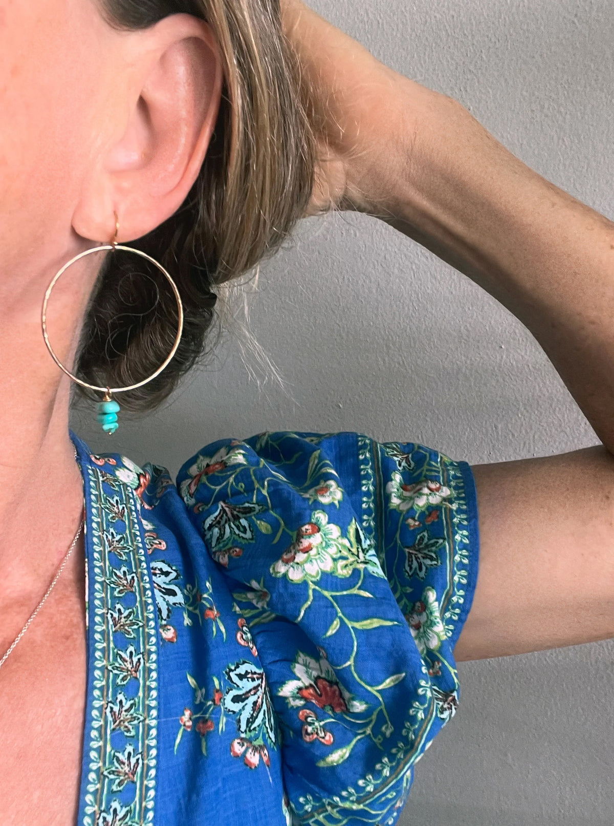 Sierra Nevada Turquoise Hoops in 14K Gold Fill