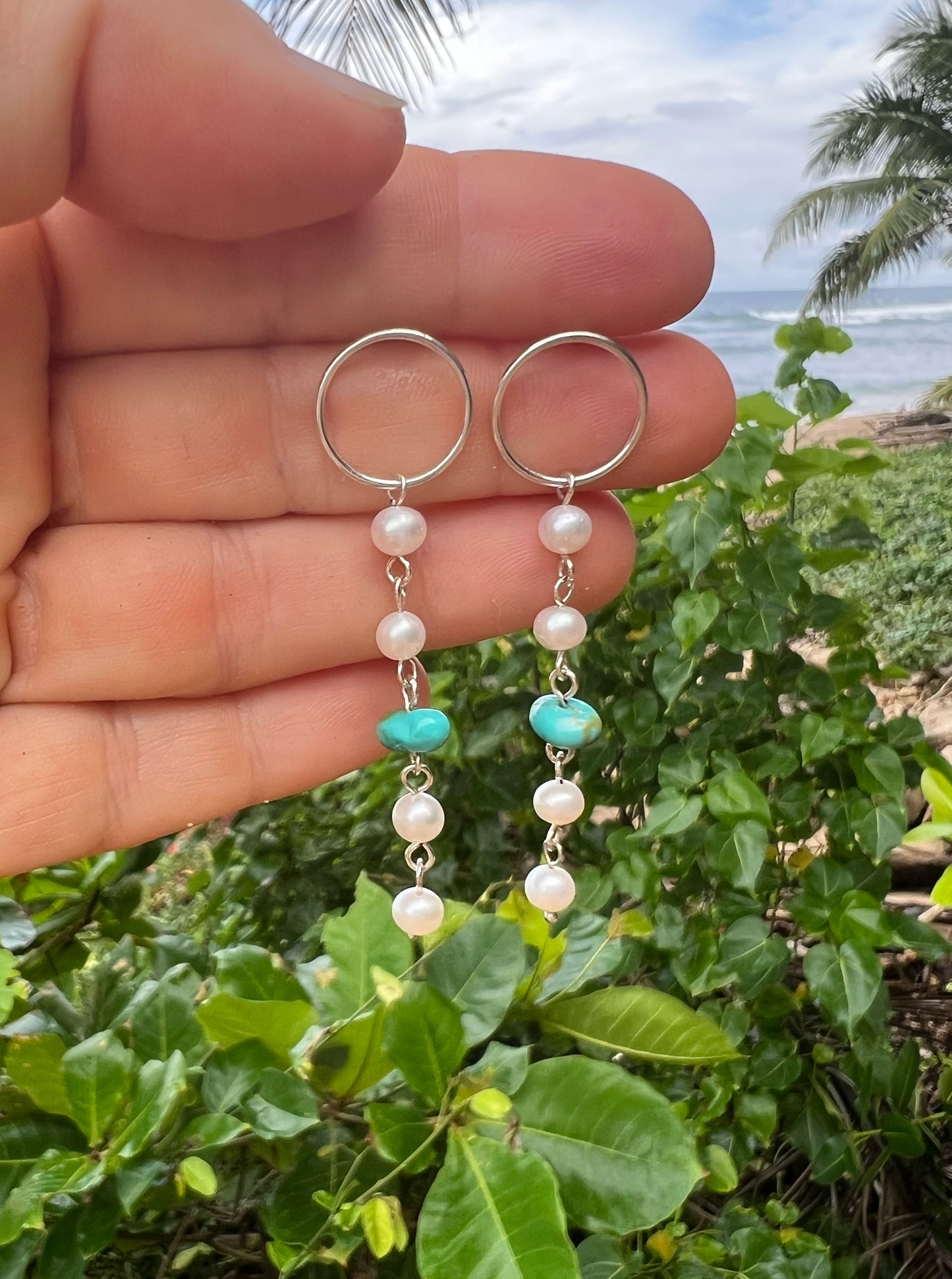 Silver Circlets with Pearls + Turquoise