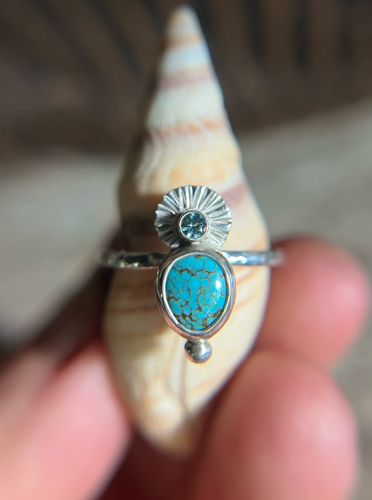 El Faro Ring with Turquoise + Montana Sapphire • Size 8.5