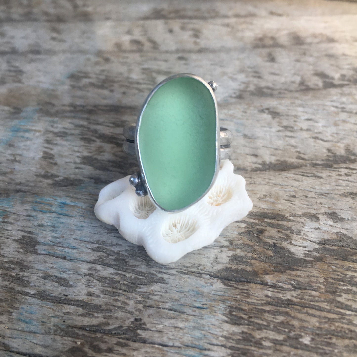 Cove Ring with Genuine Found Seafoam Sea Glass