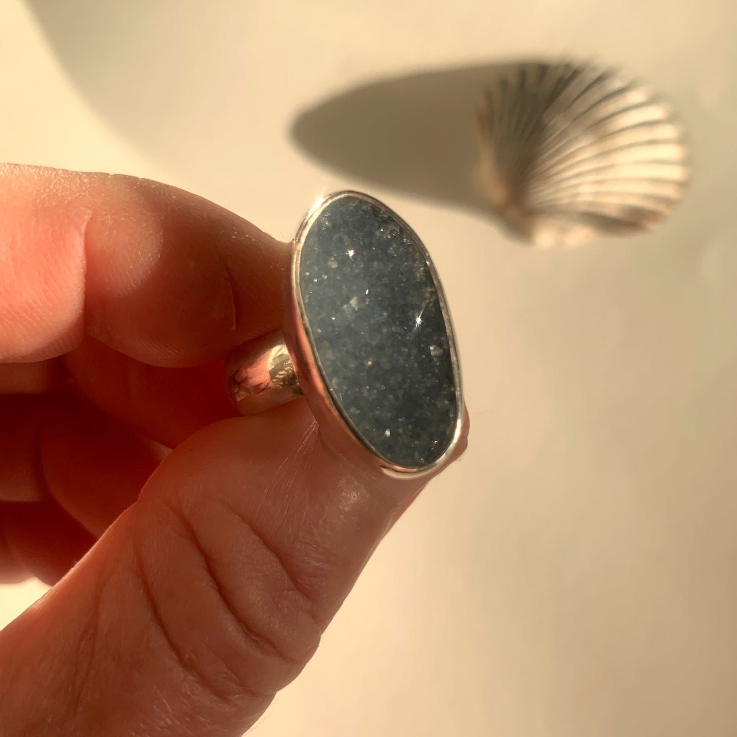 Druzy Agate Vessel Ring • Size 7.25
