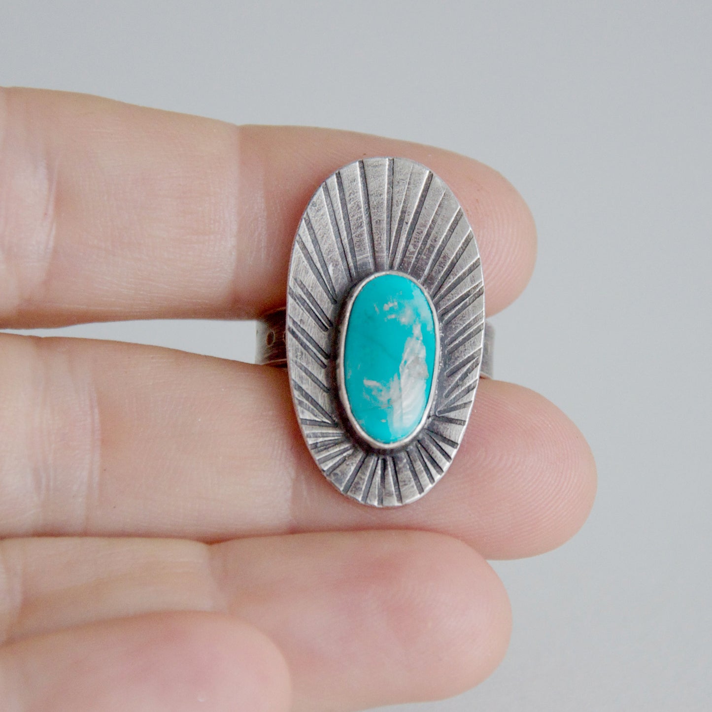Fins and Feathers Kingman Turquoise Ring