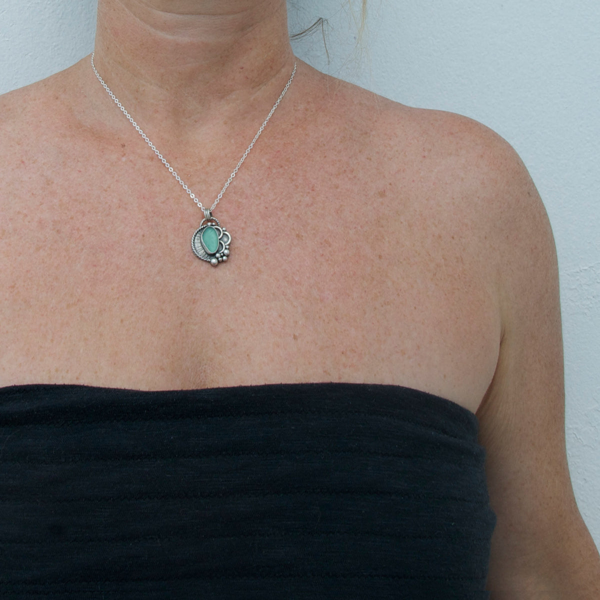 Ebb & Flow Light Teal/Deep Seafoam Sea Glass Pendant