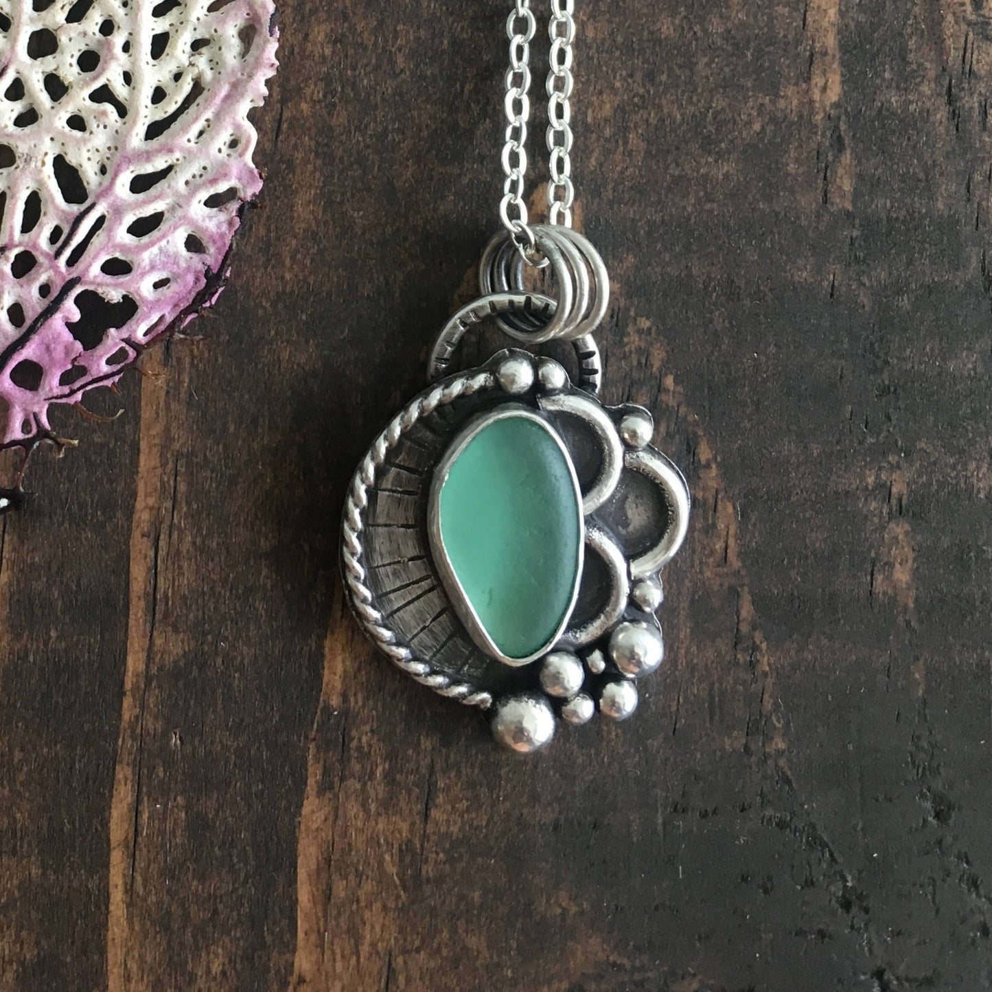 Ebb & Flow Light Teal/Deep Seafoam Sea Glass Pendant