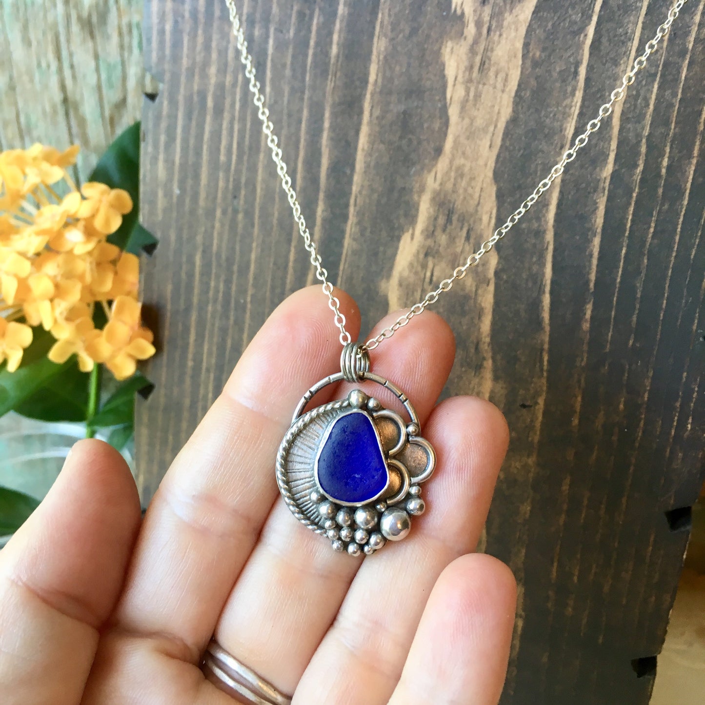 Ebb & Flow Cobalt Blue Sea Glass Pendant