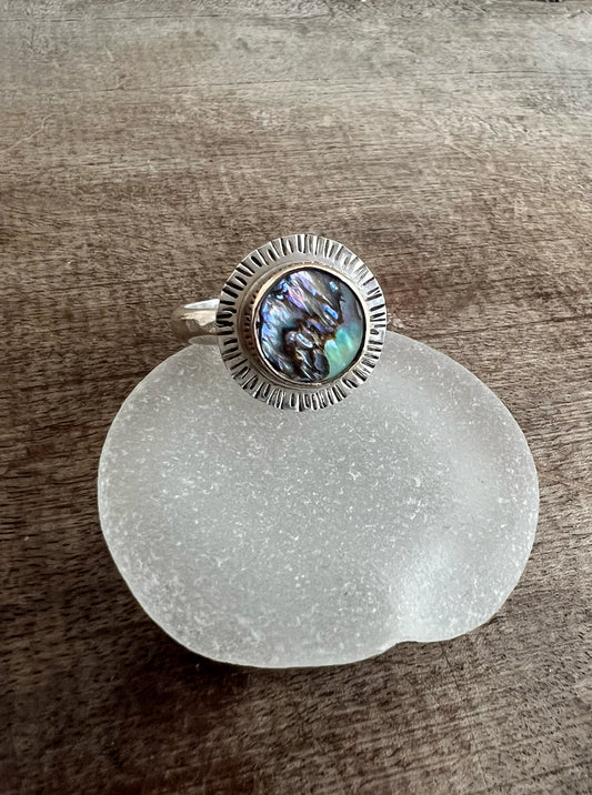 Beacon Ring with Abalone Shell Set in 14k Gold Fill • Size 6.5
