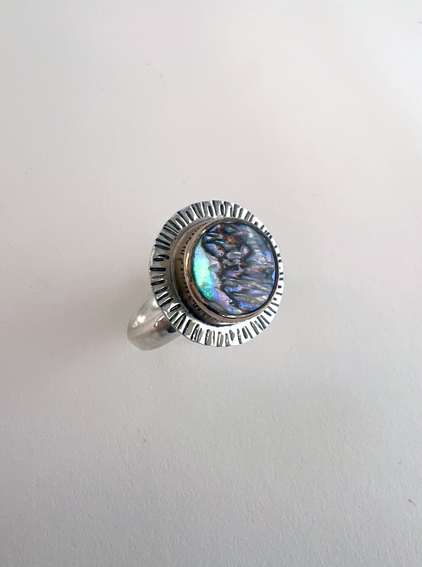 Beacon Ring with Abalone Shell Set in 14k Gold Fill • Size 6.5