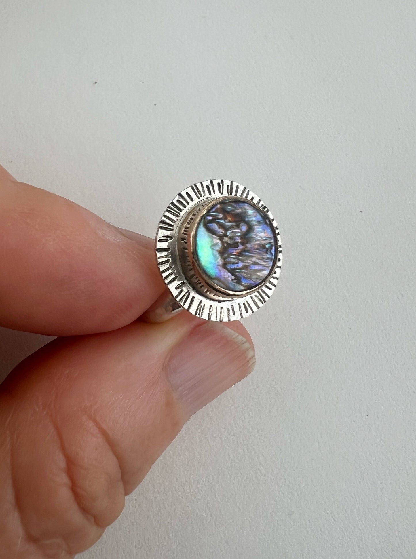 Beacon Ring with Abalone Shell Set in 14k Gold Fill • Size 6.5