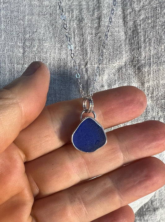Beachcomber Pendant with Rare Cobalt Blue Seaglass