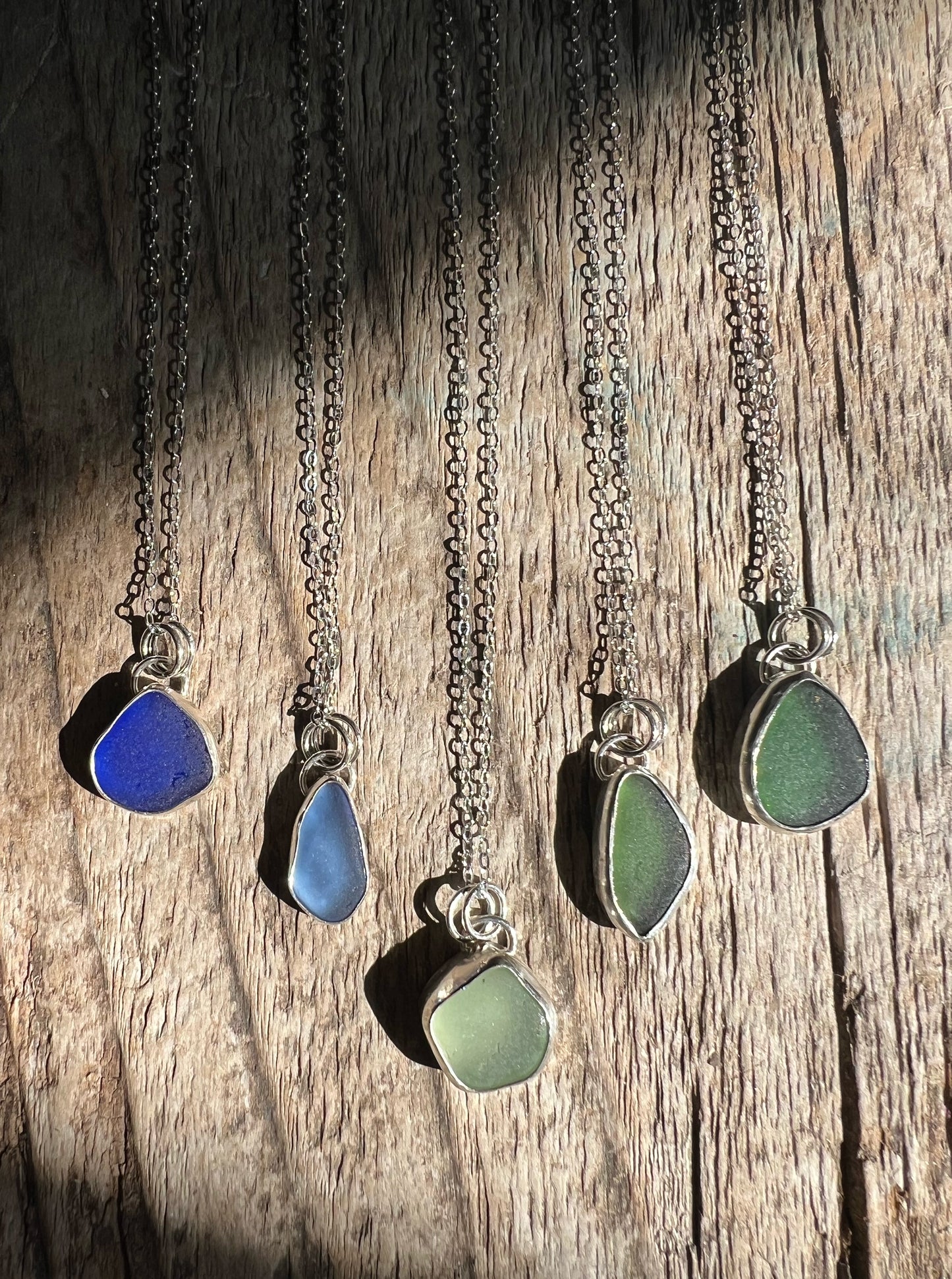 Beachcomber Pendant with Rare Cobalt Blue Seaglass