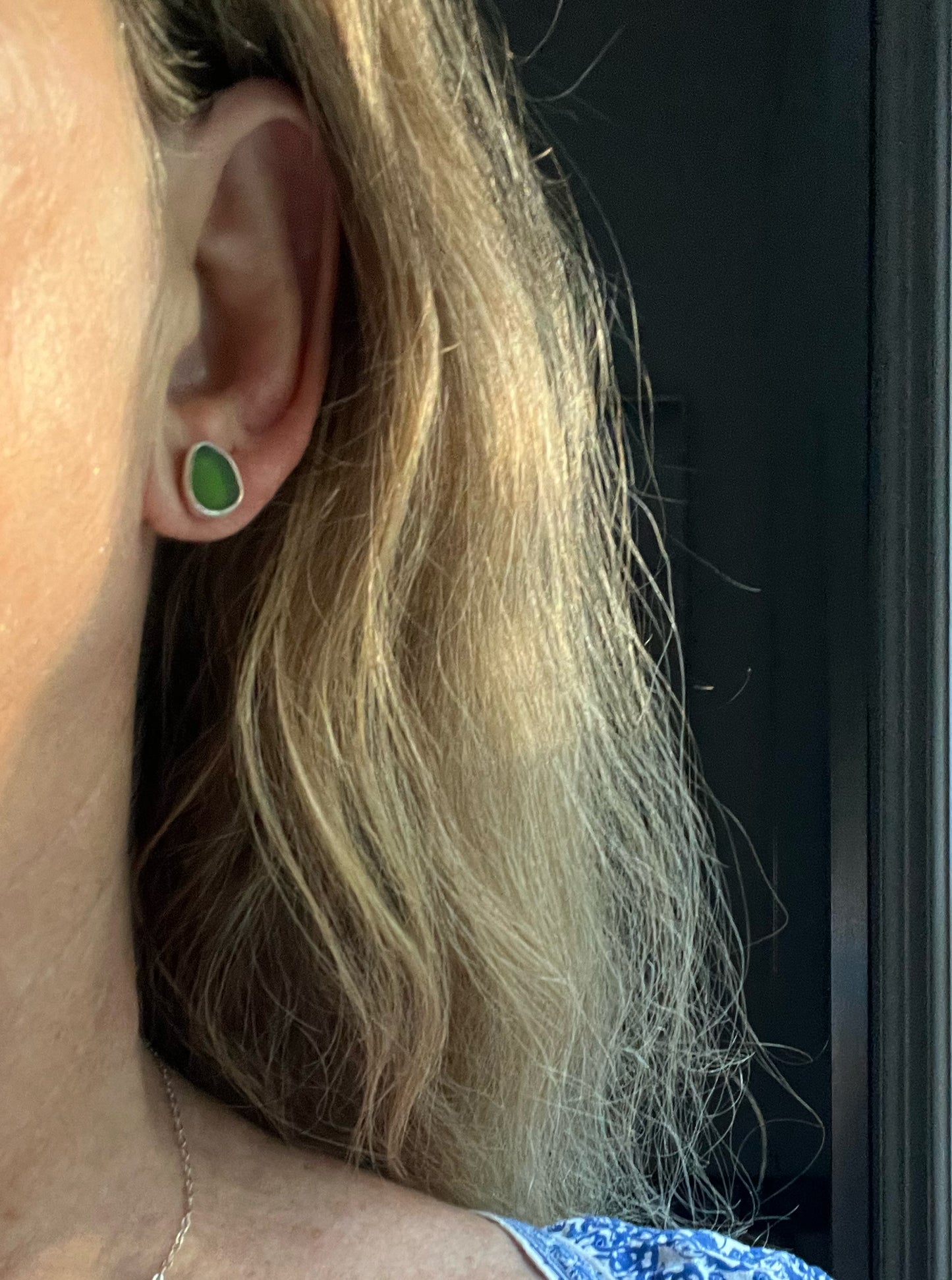 Beachcomber Earrings with Moss Green Seaglass