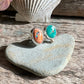 Dyad Ring with Turquoise, Mexican Opal + 14k Gold Detail • Size 8.5-9.25