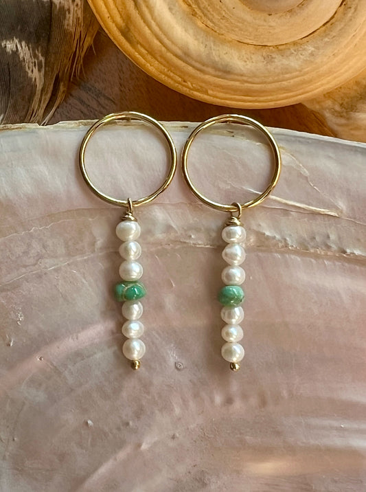 Gold Circlets with Pearls + Turquoise No. 1