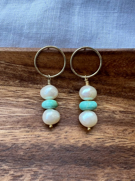 Gold Circlets with Pearls + Turquoise No. 2