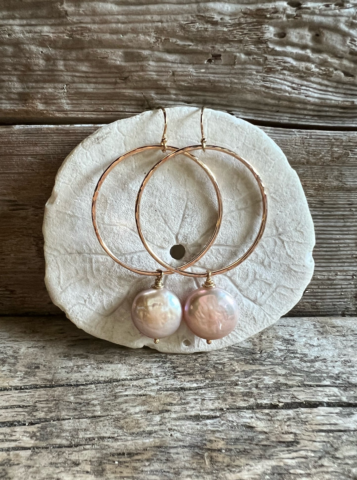 Gold Hoops with Pearls  No. 2