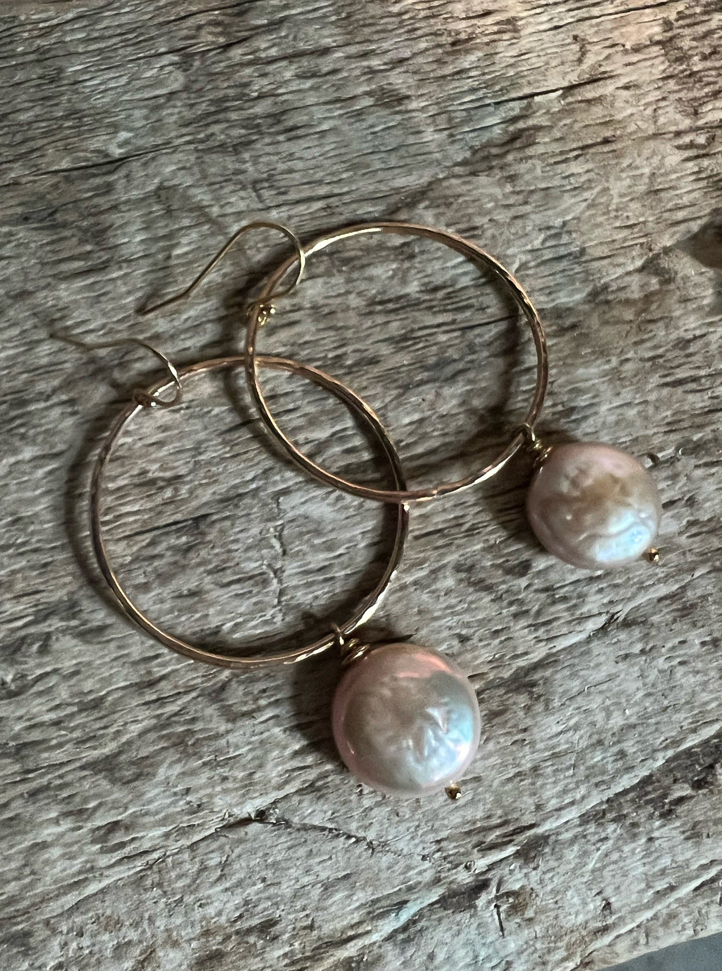 Gold Hoops with Pearls  No. 2