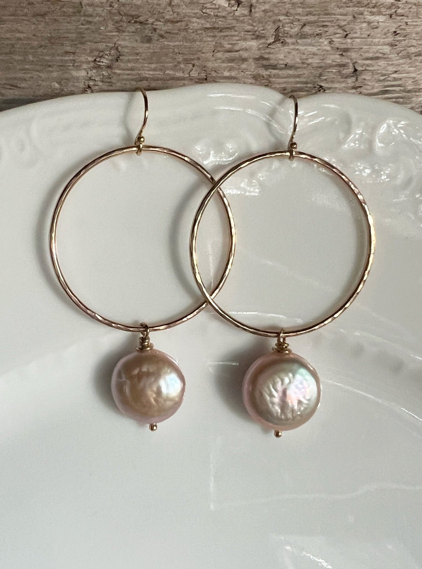 Gold Hoops with Pearls  No. 2