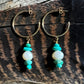 Gold Open Hoops with Turquoise + Pearls No. 1