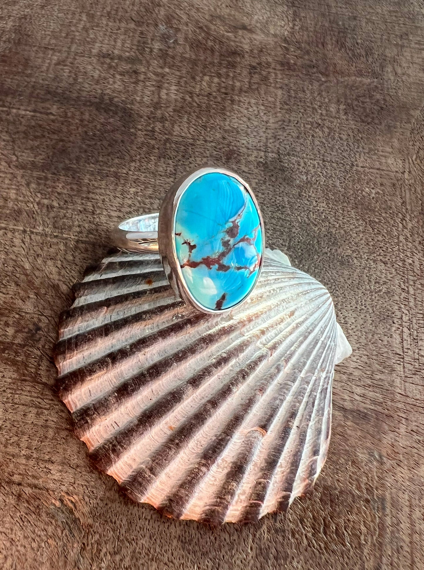 Vessel Ring with Golden Hills Turquoise • Size 9