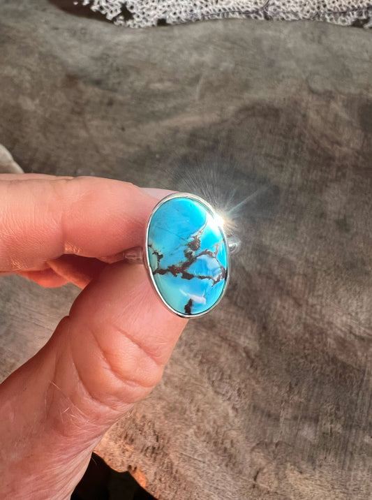 Vessel Ring with Golden Hills Turquoise • Size 9