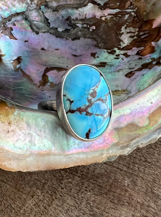 Vessel Ring with Golden Hills Turquoise • Size 9