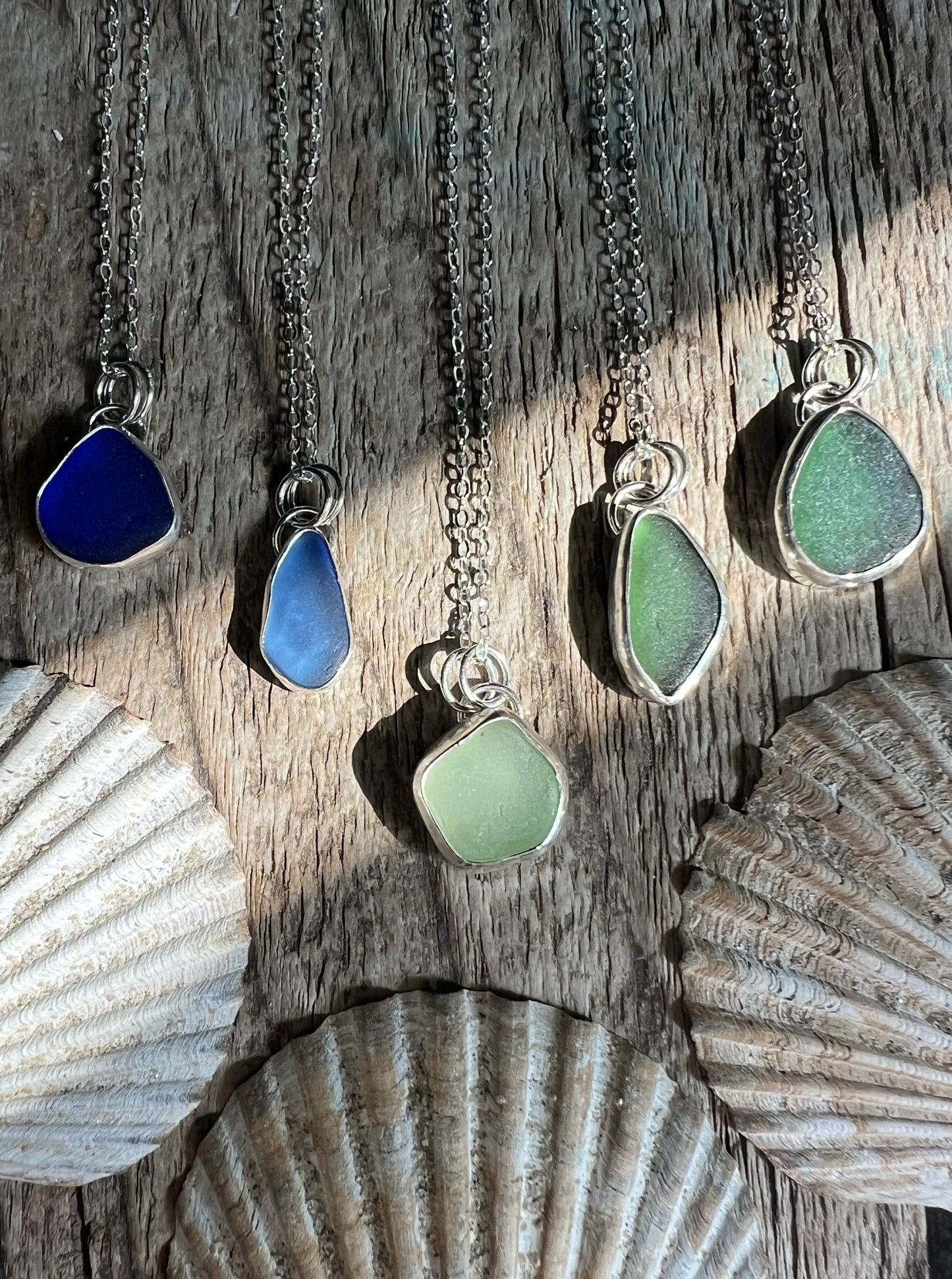Beachcomber Pendant with Rare Cobalt Blue Seaglass