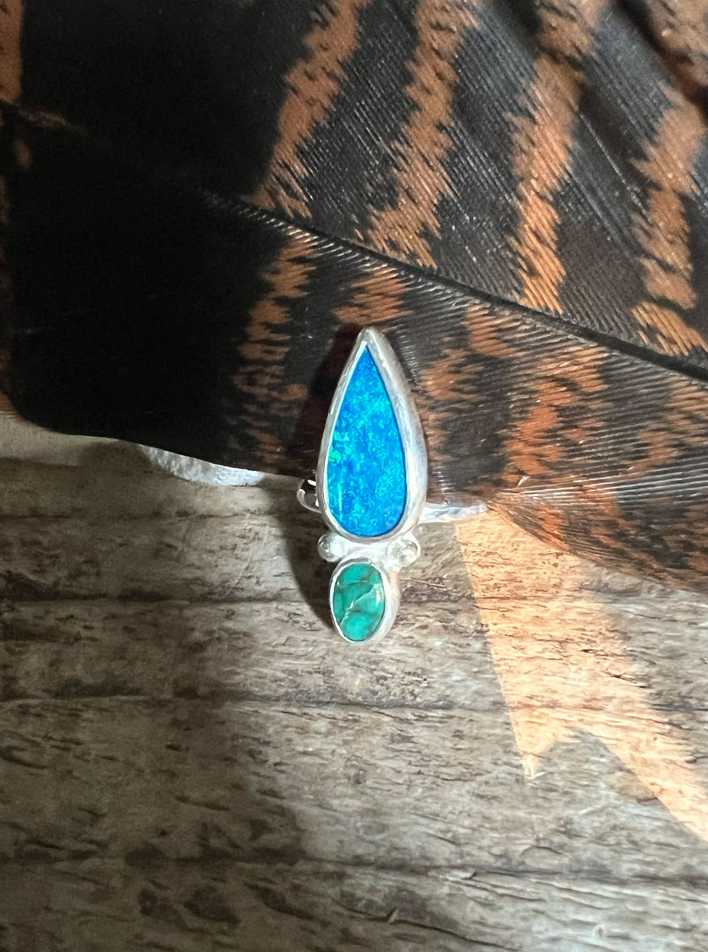 Opal + Turquoise Statement Ring • Size 6.5