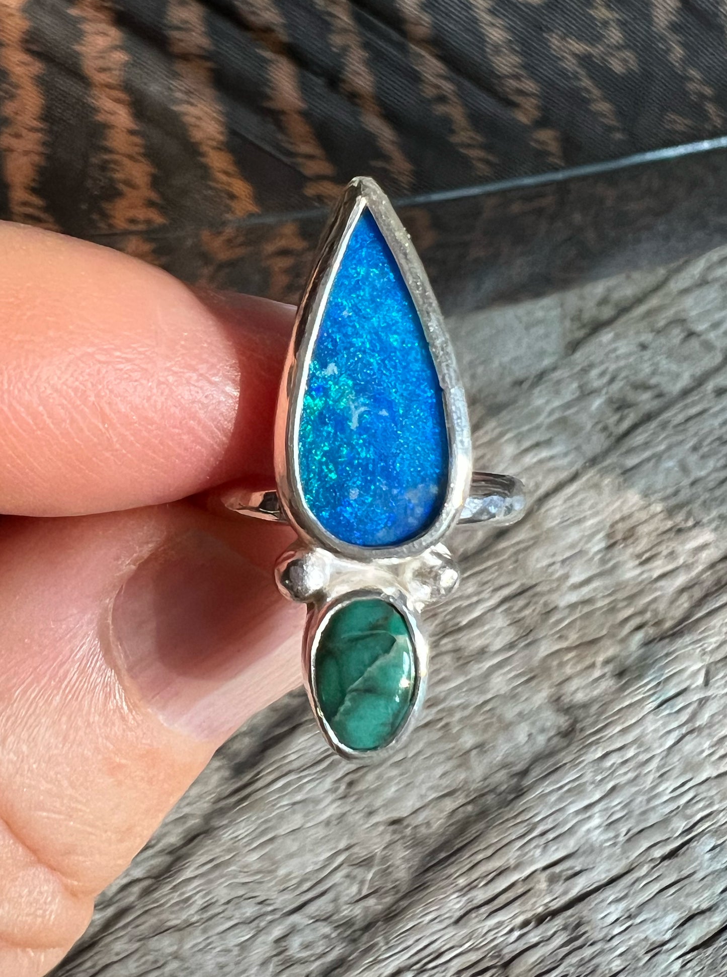 Opal + Turquoise Statement Ring • Size 6.5