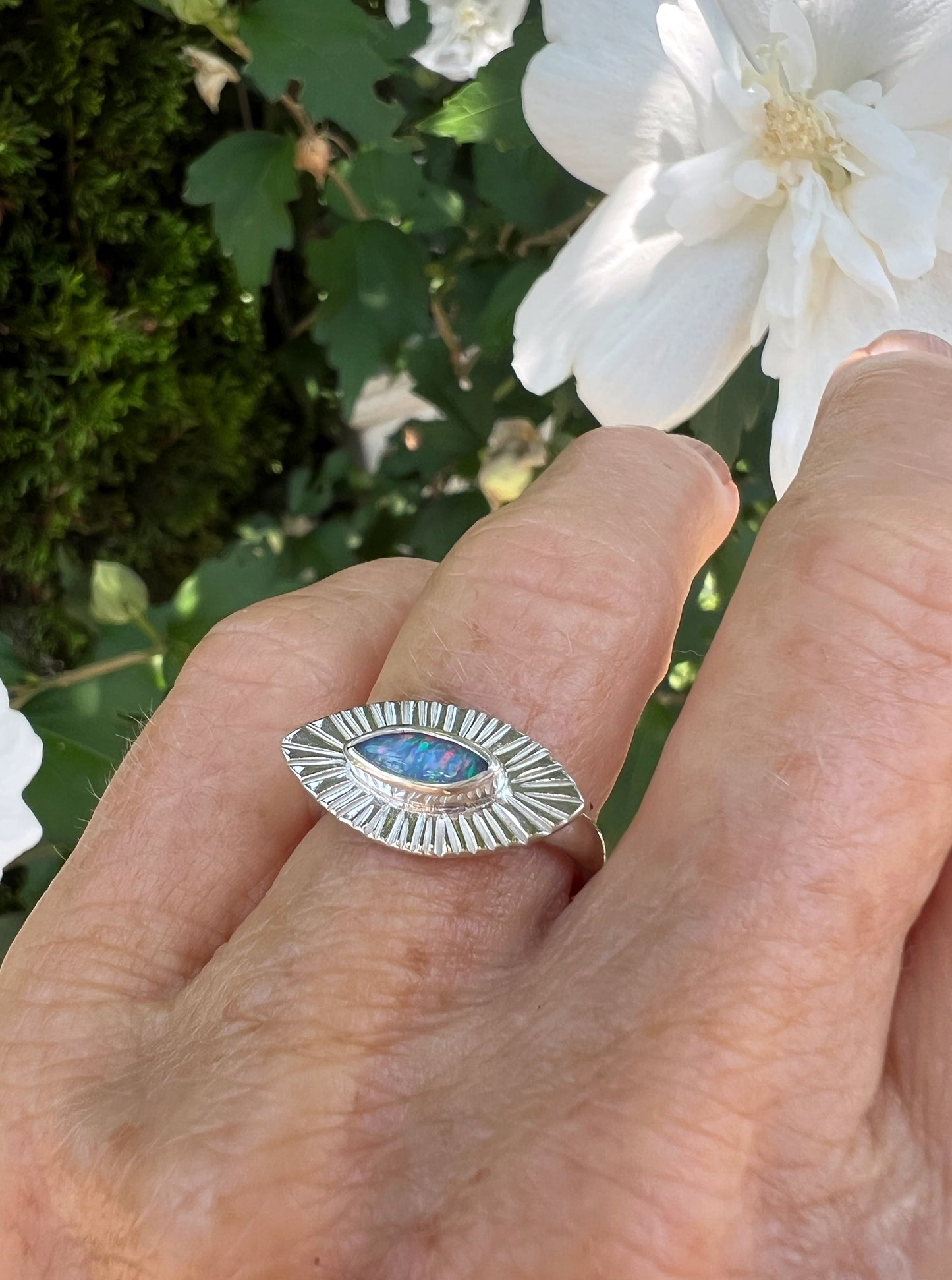 Oracle Ring with Australian Opal • Size 7.5