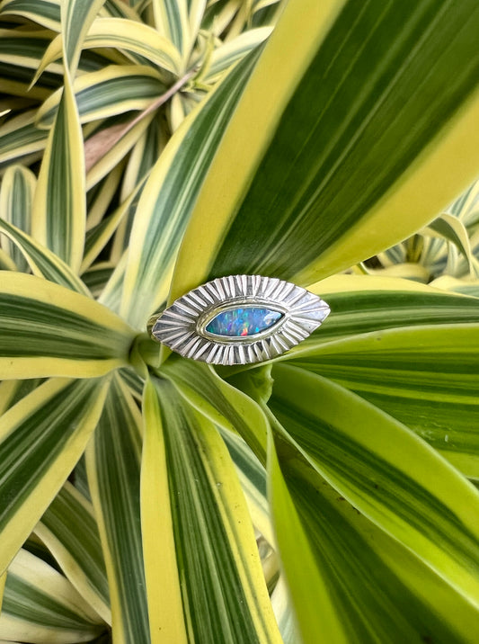 Oracle Ring with Australian Opal • Size 7.5