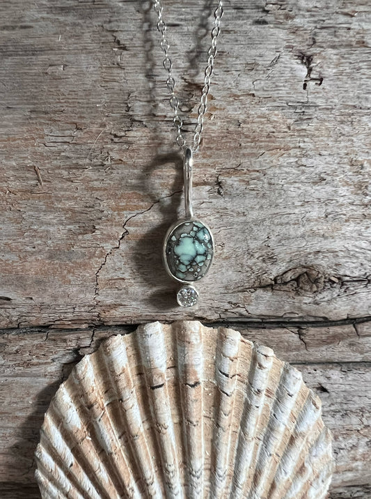 Poseidon Variscite + Moissanite Pendant