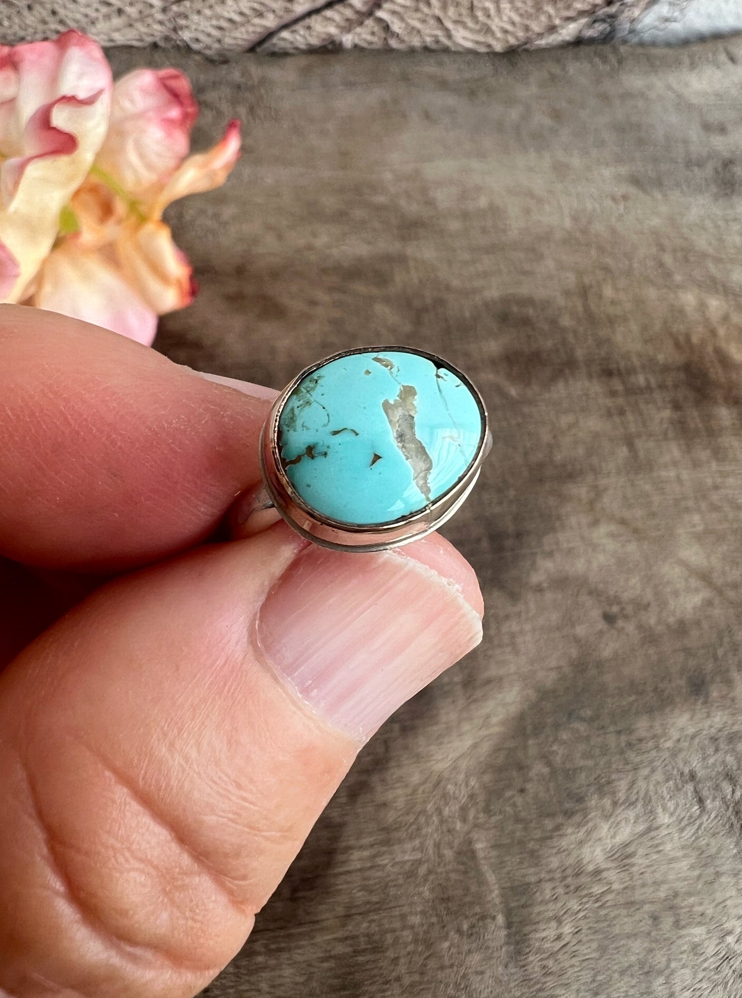 Vessel Ring with Royston Turquoise Set in 14k Gold Fill • Size 5.25